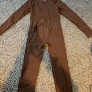 Amazon Women's Ribbed Brown Long-Sleeve Jumpsuit